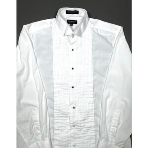 Milani Mens Shirt White Dress Shirt Neck 15.5 with Black Studs Tuxedo